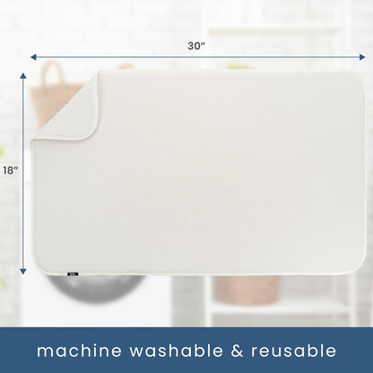 S&T INC. Dish Drying Mat Jumbo, 18” x 30”, Absorbent Microfiber Kitchen Counter Mat, Dish Drying Pad for Dishes, Utensils, Pots and Pans, Jumbo, Cream