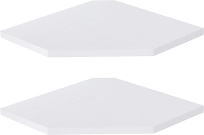 Corner Shelf Wall Mount, Floating Corner Shelves, Set of 2 Corner Wall Shelf Organizer, Rustic Wood Wall Storage Display Shelves for Living Room Bedroom Bathroom Kitchen, Rustic White