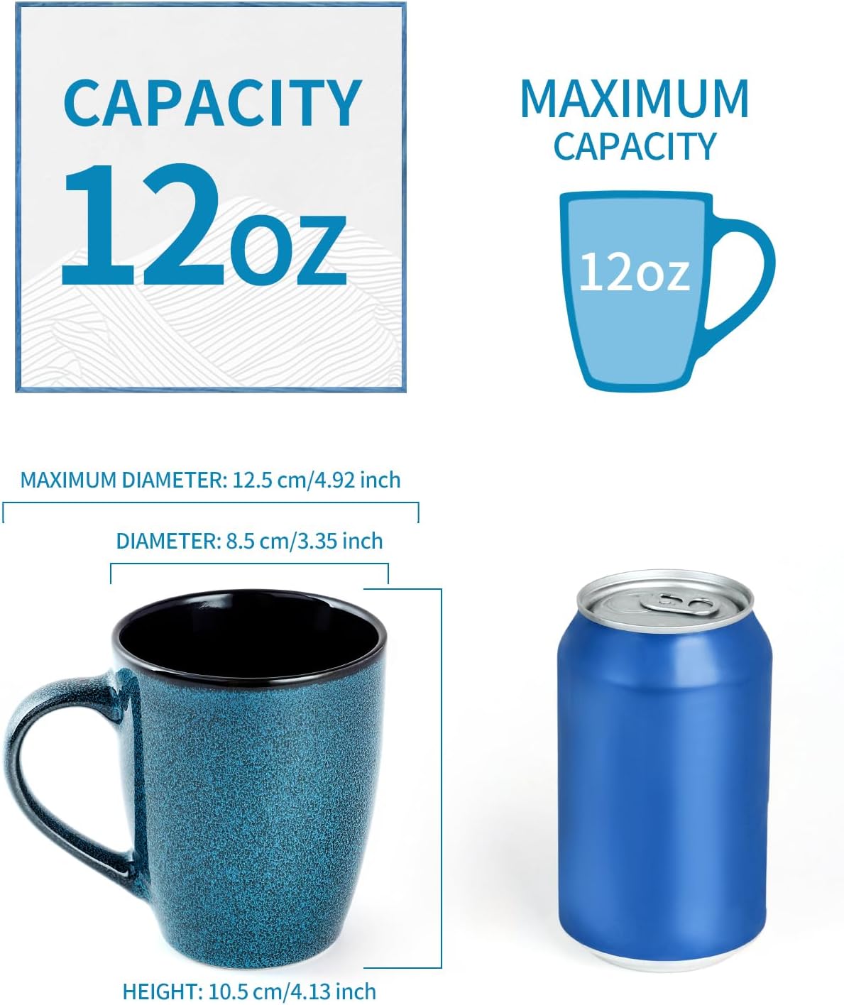 Ceramic Mugs 12oz,Large Ceramic Coffee Cups for Men, Women, Dad, Mom, Modern Coffee Mugs With Handle For Tea,Latte,Cappuccino,Cocoa. (Brown 1 Pack)