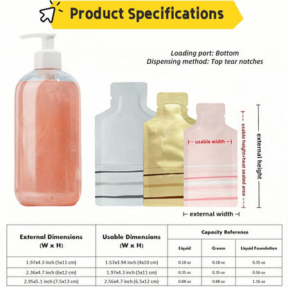 100 Pack 2.95x5.1 inch Heat Seal Sample Mylar Packets for Portable Travel Toiletries Empty Disposable Liquid Shampoo Pouch Single Serving Coffee Powder Condiments Food Storage (Pink)