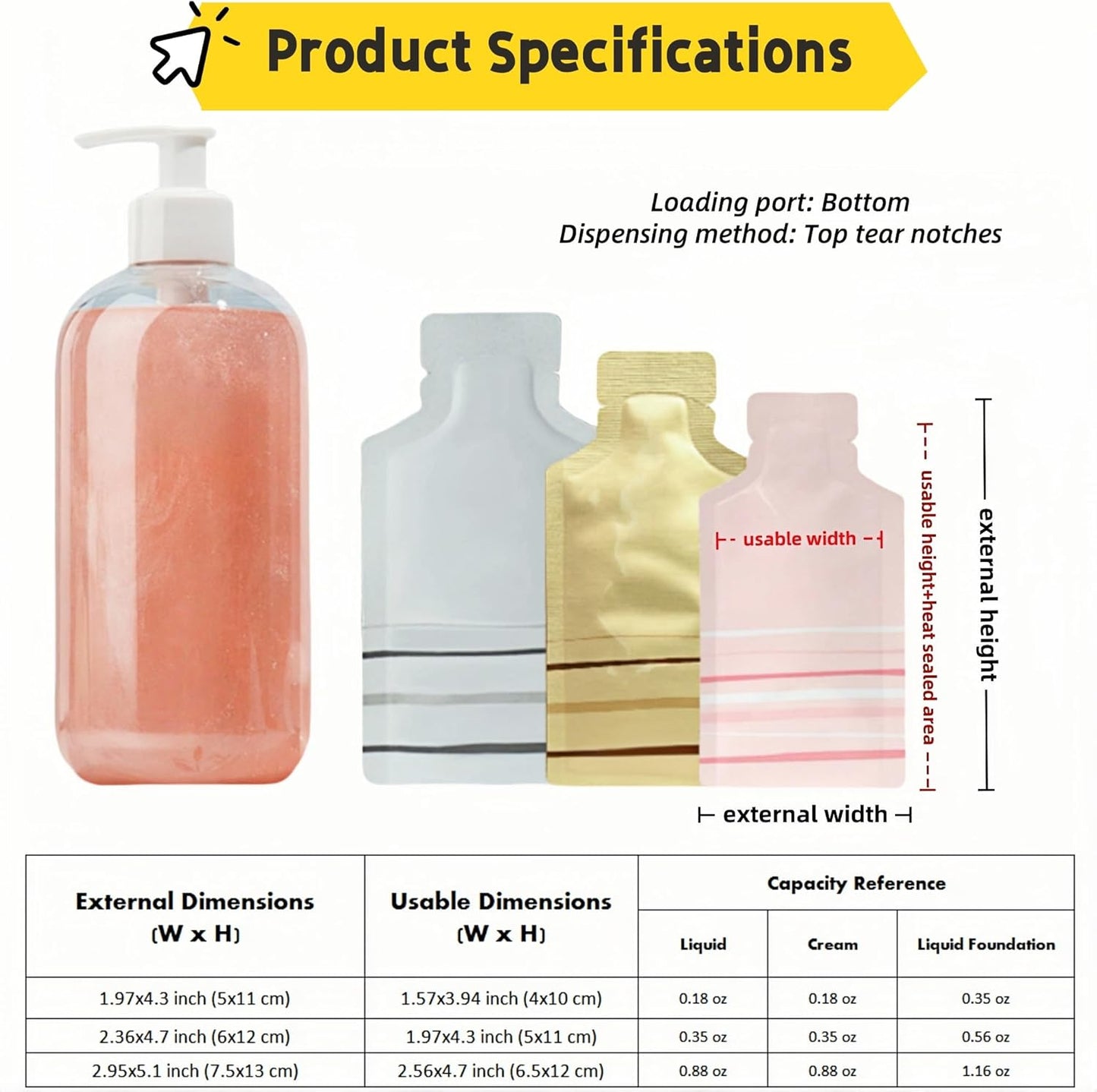 100 Pack 2.95x5.1 inch Heat Seal Sample Mylar Packets for Portable Travel Toiletries Empty Disposable Liquid Shampoo Pouch Single Serving Coffee Powder Condiments Food Storage (Gold)