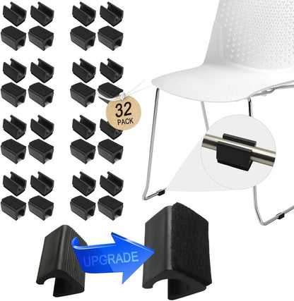 Rectangle U Shaped Chair Leg Tips Cap with Felt Pads,Furniture Feet Protector Slide Smoothly Glides,Protect Hardwood Floor No Scratches No Noise,Fit 16mm(5/8inch) Diameter Tubular Legs (Black 32PCS)