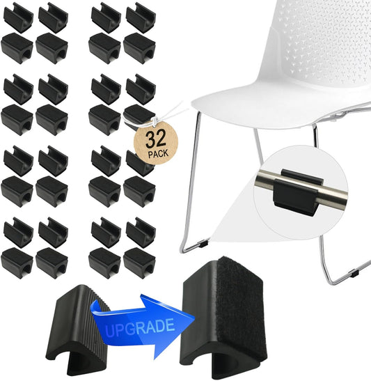 Rectangle U Shaped Chair Leg Tips Cap with Felt Pads,Furniture Feet Protector Slide Smoothly Glides,Protect Hardwood Floor No Scratches No Noise,Fit 16mm(5/8inch) Diameter Tubular Legs (Black 32PCS)