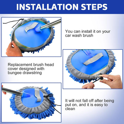 Layhit 5 Pcs Car Wash Mitt Set, Brush Not Included, Microfiber Mitt Cleaning Car Truck Washing Tools Kit RV Pickup Chenille Scratch Replacement(Royal Blue)