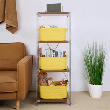 Large Storage Baskets for Organizing, Closet Shelf Baskets for Clothes Blanket Towels, Baby Nursery, Toy Bins Box, Woven Rope Baskets, 17 x 13 x 7.5”, 4 Packs Yellow