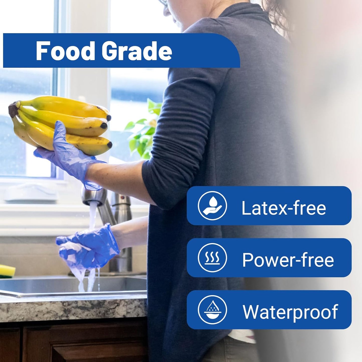 JMU 200 Count Medical Nitrile Gloves Medium, 3.5 Mil Powder Free Latex Free Disposable Gloves for Medical, Cooking, Cleaning