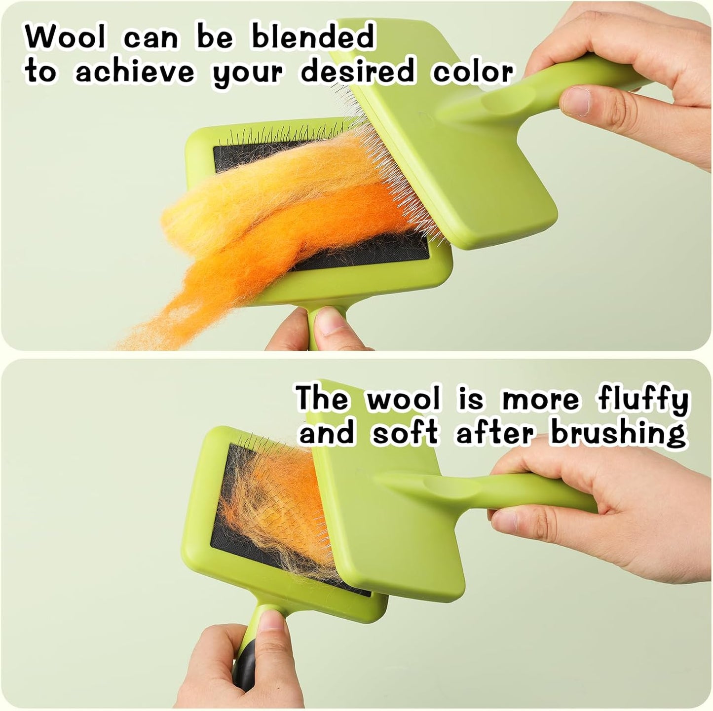 2 Pcs Large Plastic Wool Carders, Needle Felted Carding Brushes Tools with Finger Cots, Needle Felting Brushes for Wool Felting, Spinning Crafts, Pet Grooming