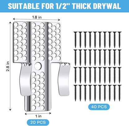 Drywall Repair Clips, 8 Pack Stainless Steel Wall Patch Kit with 16 Screws for 1/2 Inch Sheetrock, Professional Drywall Hole Repair Solution for DIY Home Repair