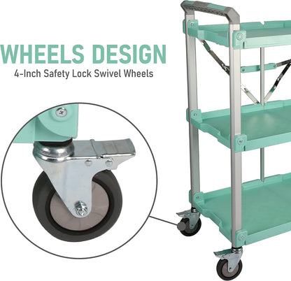 Olympia Tools 89-353 Pack N Roll Collapsible Service Cart, XL, 300LB Capacity, Teal