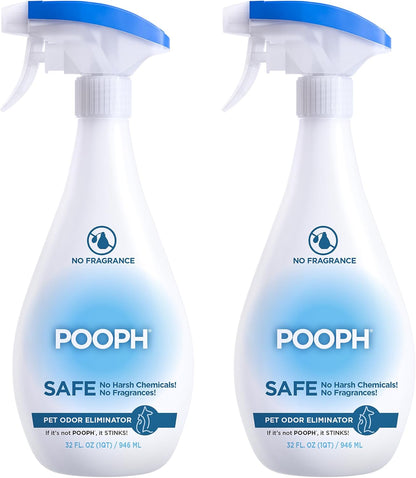 Pooph Pet Odor Eliminator, 32oz Spray, 2-Pack - Dismantles Odors on a Molecular Basis, Dogs, Cats, Freshener, Eliminator, Urine, Poop, Pee, Deodorizer, Natures, Puppy, Fresh, Clean, Furniture, Potty
