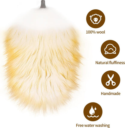 Mini Feathers Duster,Telescoping Lambswool Dusters with Stainless Steel Extension Pole Up to 34" for Cleaning High Ceiling Fan, High Ceilings,Furniture,Hard to Reach Areas