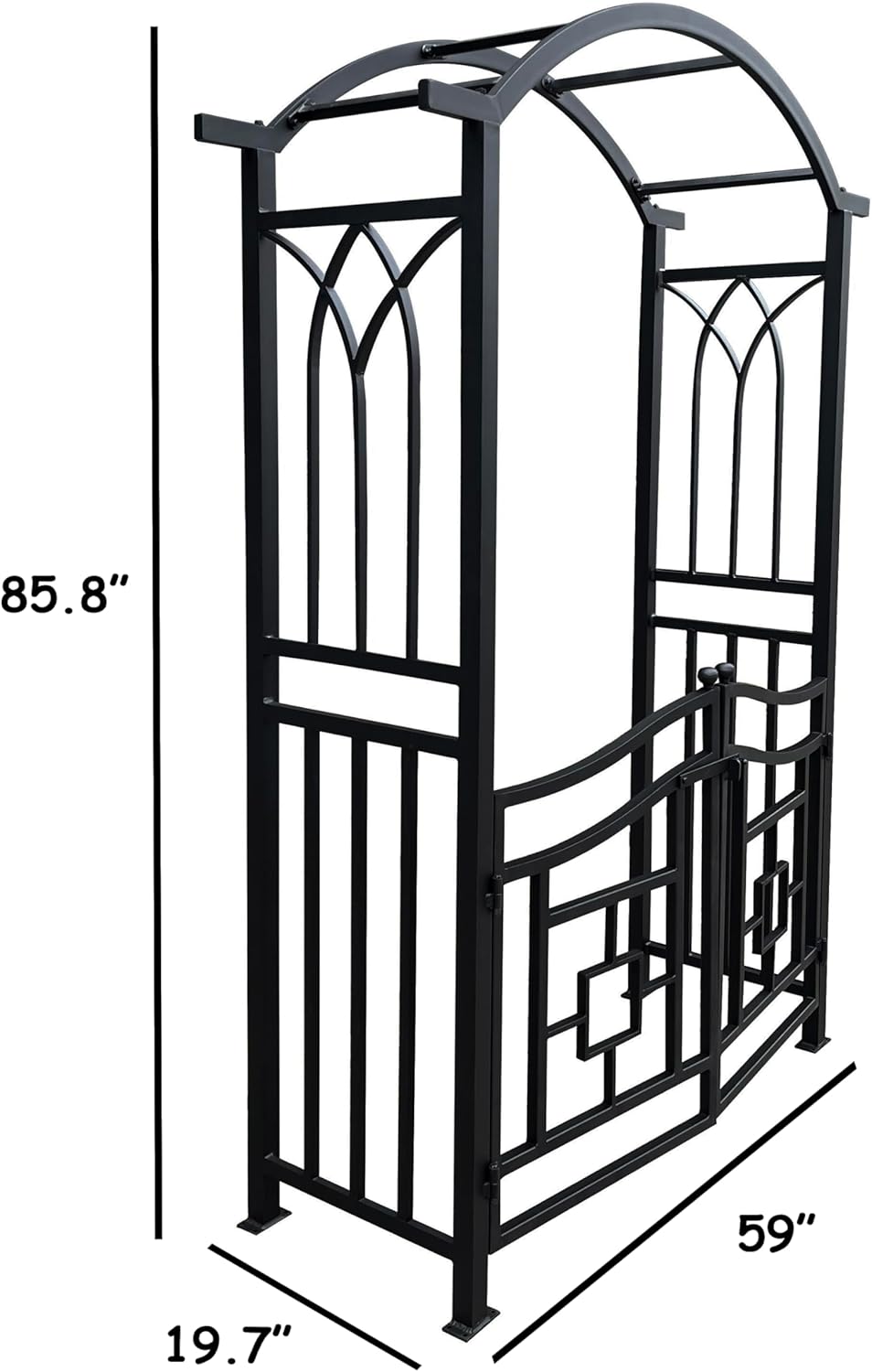 Black Aluminum Garden Arbor Arch with Gate