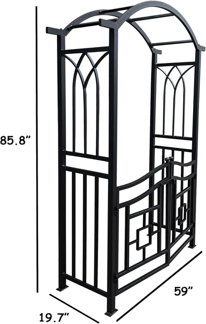 Black Aluminum Garden Arbor Arch with Gate