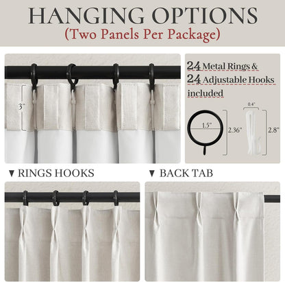 Extra Wide Curtains 70 Inches Wide for Living Room 84 Inch Length 2 Panels, Heavy Duty Pinch Pleated Linen Blackout Sliding Door Window Curtains Thermal Privacy Drapes(70" W x 84" L x 2)