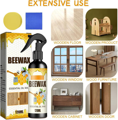 Natural Beeswax Spray Furniture Polish, Wood Cleaner, Wood Floor Polish - Beeswax Polish Spray Used to care for living rooms,kitchens,wood furniture floors (2PCS)