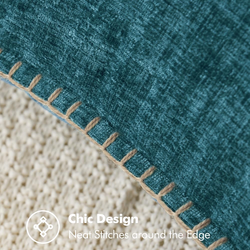 MIULEE Pack of 2 Couch Throw Pillow Covers 16x16 Inch Dark Teal Farmhouse Decorative Pillow Covers with Stitched Edge Soft Chenille Solid Dyed Spring Pillow Covers for Sofa Bed Living Room