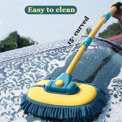 Car Wash Brush with Long Handle, Car Wash Mop Mitt with 2 Replacement Head , Extension Pole Car Brush Cleaning Kit for Cars Trucks