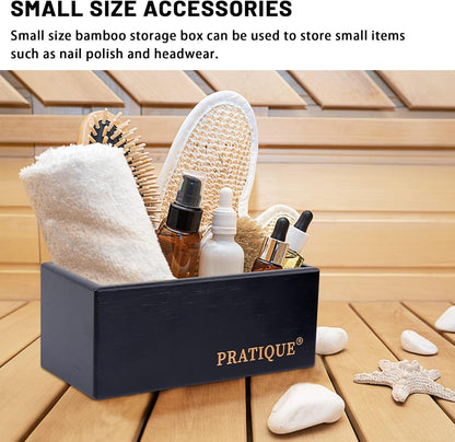 Bamboo Drawer Organizer - Kitchen Utensil Organizer Silverware Tray Cutlery Holder，Office Desk Supplies and Accessories,8.9 * 3 * 2.6inch,Black