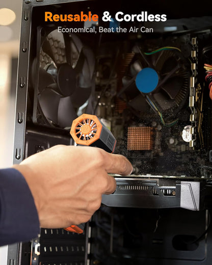 WOLFBOX MF50 Compressed Air Duster-110000RPM Super Power Electric Air Duster, 3-Gear Adjustable Mini Blower with Fast Charging, Dust Blower for Computer, Keyboard, House, Outdoor and Car