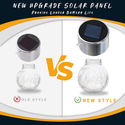 GIGALUMI 16 Pack Solar Outdoor Lights - Hanging Lights for Christmas Decoration - Cracked Glass, Waterproof for Garden, Yard, Fence, Tree (Cold White)