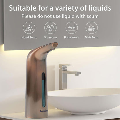 Convenient Automatic Soap Dispenser,4 Adjustable Levels Touchless Hand Sanitizer Pump with Infrared Sensor, 400 ml Countertop Electric Dispenser for Bathroom,Kitchen