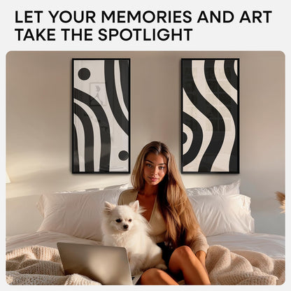 Homeforia 11x22 Black Newspaper Frame, High End Metal 11 x 22 Picture Frame without Mat, 22x11 Thin Black Poster Frames for Wall, 11by22 inches Display Photo Frames, Tempered Glass, Wall Kit, Set of 1