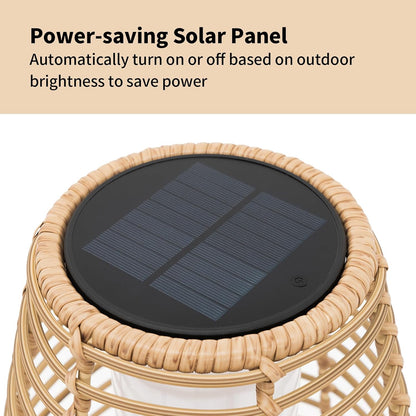 Outdoor Floor Lamp Solar Powered Lantern Waterproof Outdoor Lamps Wicker Patio Lights for Garden Deck Backyard Decor