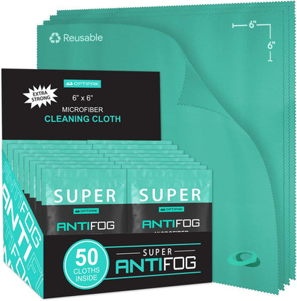 Anti Fog Microfiber Cleaning Cloth for Glasses | Individually Wrapped Microfiber Lens Cleaning Cloth for Eyeglasses, Lenses, Binoculars, Face Shields, Ski Masks or Swim Goggles (50 Count)