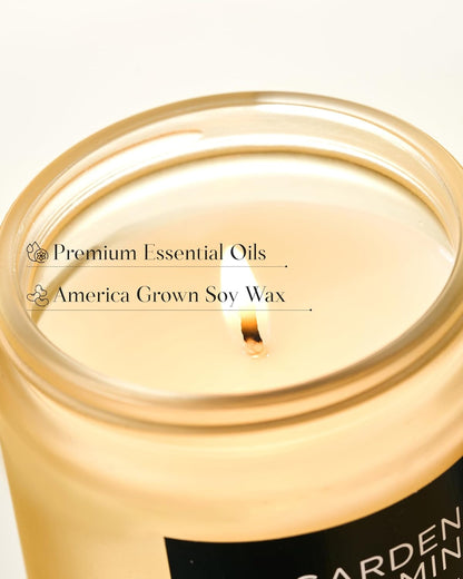 M&SENSE Gardenia Jasmine Scented Candle, 50 Hours Slow Burning Clean Non Toxic 7.05oz 2 Wicks Highly Scented Aromatherapy Candle for Housewarming Gifts, Long Lasting Fragrance for Bath & Office