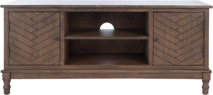 SAFAVIEH Magnolia TV Stand for up to 55" Flatscreen – Brown, 2 Doors with Interior Storage, 2 Open Shelves, Entertainment Media Console (MED5702C)