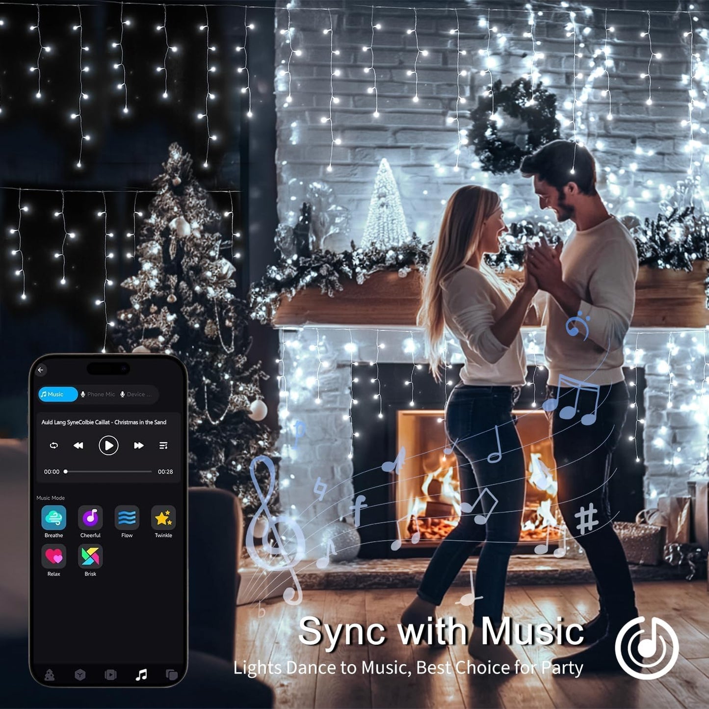 JMEXSUSS 400 LED RGB Icicle Lights - Color Changing, Plug-in for Indoor/Outdoor Christmas Decorations