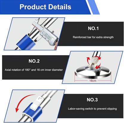 Replacement Handle for Swivel mop, 360° Swivel Adjustment, Reinforced Locking Telescopic Pole + 3 Reusable Microfiber mop Refills + 1 Stainless Steel Tray, Multi-Scenario mop Handle (Blue)