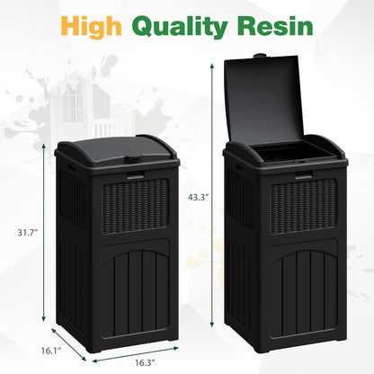 Flamaker 30 Gallon Trash Can, Resin Outdoor Garbage Can with Lid, Waterproof Hideaway Patio Waste Bins for Outside Use (2 Pack, Black)
