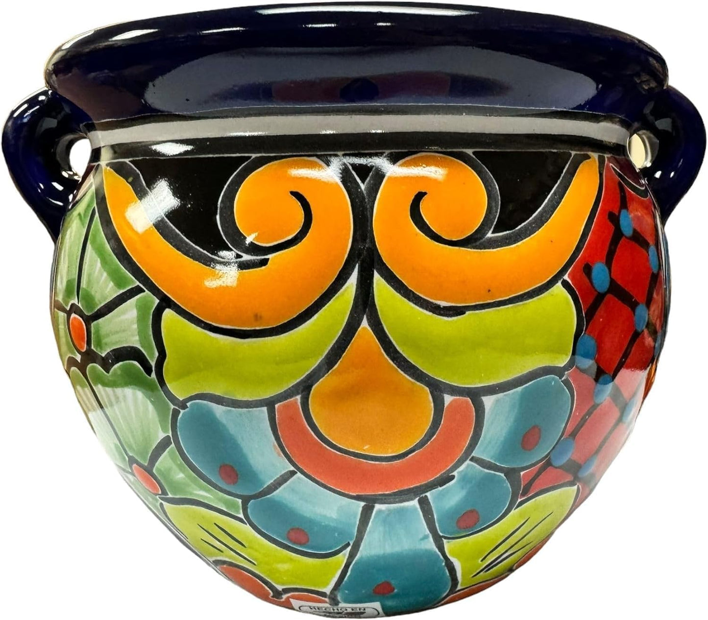 Talavera Michoacana Planter Pot Multicolor Folk Art Mexican Pottery Hand Painted Outdoor Indoor Home Decor Handmade 8" (Multi 2)