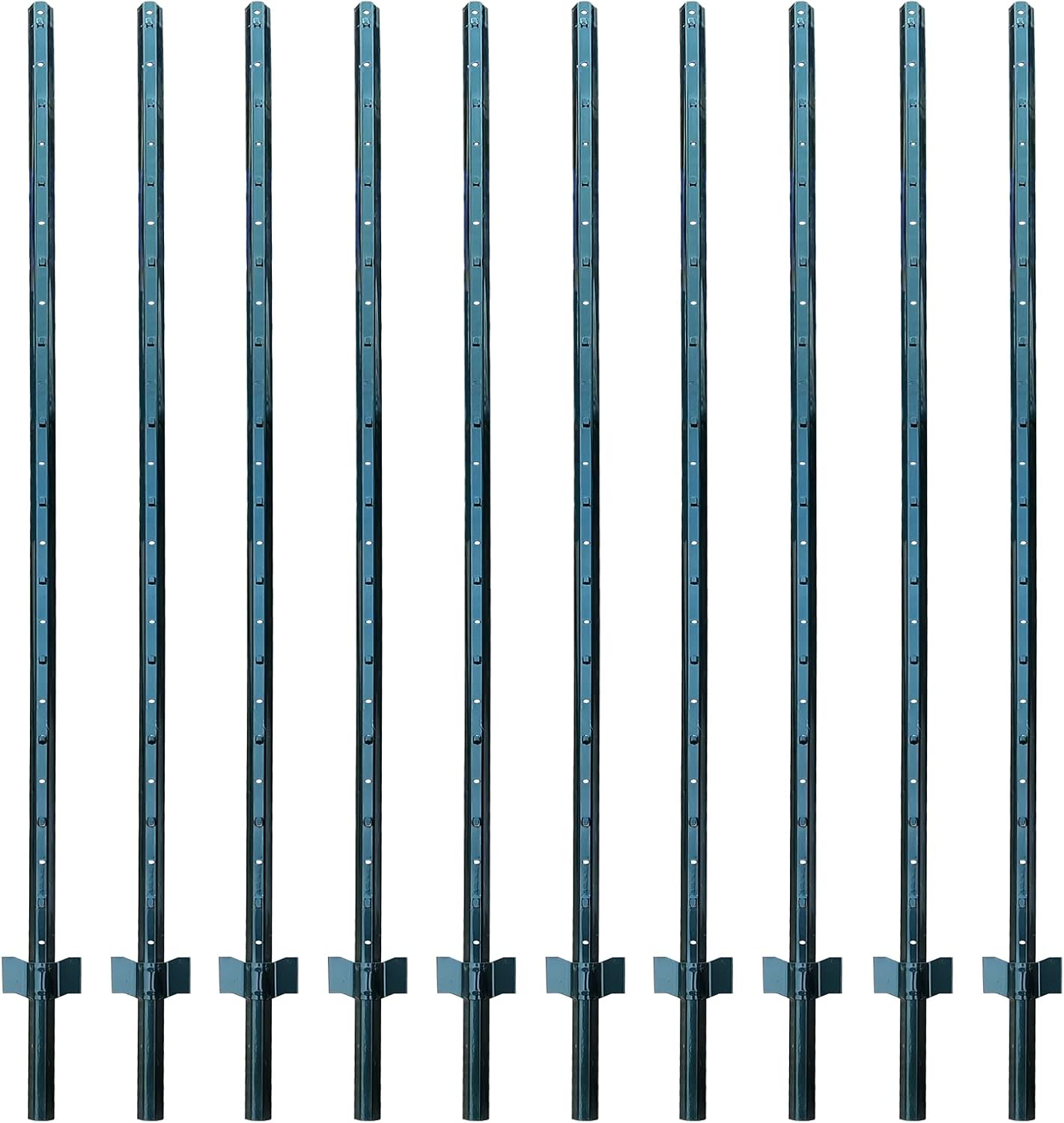 ARIFARO Fence Posts 7 Feet Sturdy Duty Metal Fence Post, Pack of 10, No Dig Garden U Post for Wire Fencing Steel Poles for Yard, Outdoor Wire