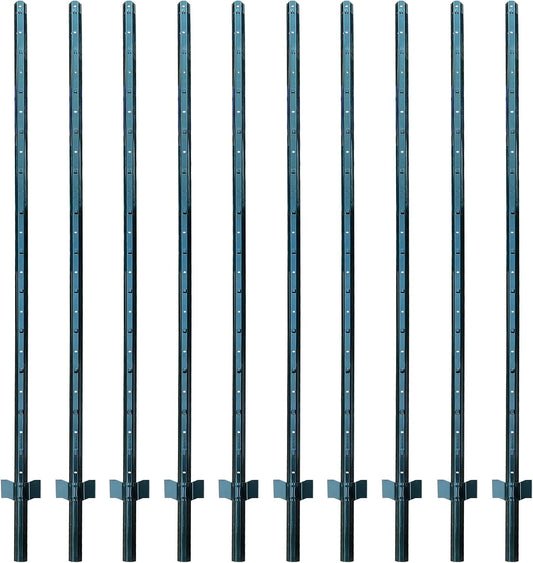 ARIFARO Fence Posts 7 Feet Sturdy Duty Metal Fence Post, Pack of 10, No Dig Garden U Post for Wire Fencing Steel Poles for Yard, Outdoor Wire
