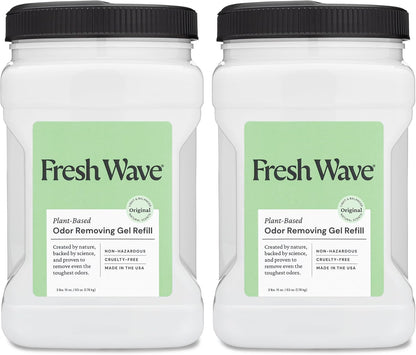 Fresh Wave Odor Removing Gel Refill, 63 oz., Pack of 2 - Safer Odor Absorbers for Home, Natural Plant-Based Odor Eliminator, Every 15 oz. lasts 30-60 Days, For Cooking, Trash & Pets
