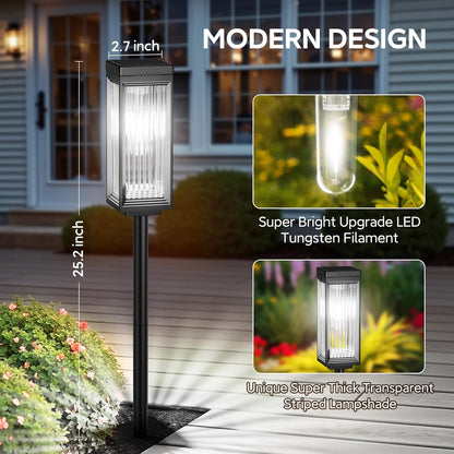 Solar Pathway Lights Outdoor, 6 Pack Upgraded Solar Lights Outdoor Waterproof, Bright Up to 15 Hrs Auto On/Off Garden Light for Yard Patio Lawn Path Walkway Driveway Outside Decor(Cool White)