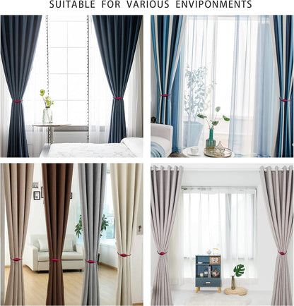 2 PCS Magnetic Curtain Tiebacks, European Style Convenient Drape Tie Backs Holdbacks for Thin or Thick Home & Office Window Draperies, No Tools Required-Burgundy