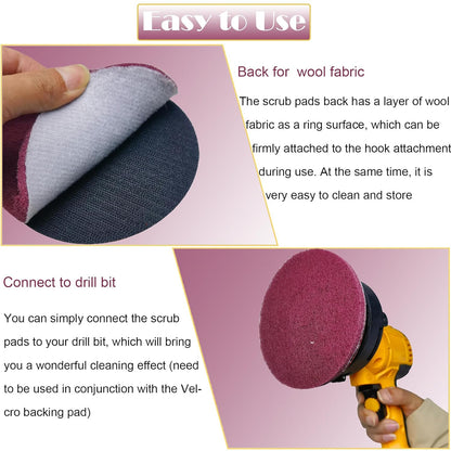 10 PCS 5 Inch 400 Grits Multipurpose Scrubber Scouring Pads Flocking Scuff Pads -Hoop and Loop Scuff Pads Conditioning Discs Polishing Pad for Furniture Automotive Cleaning, Rust Removal