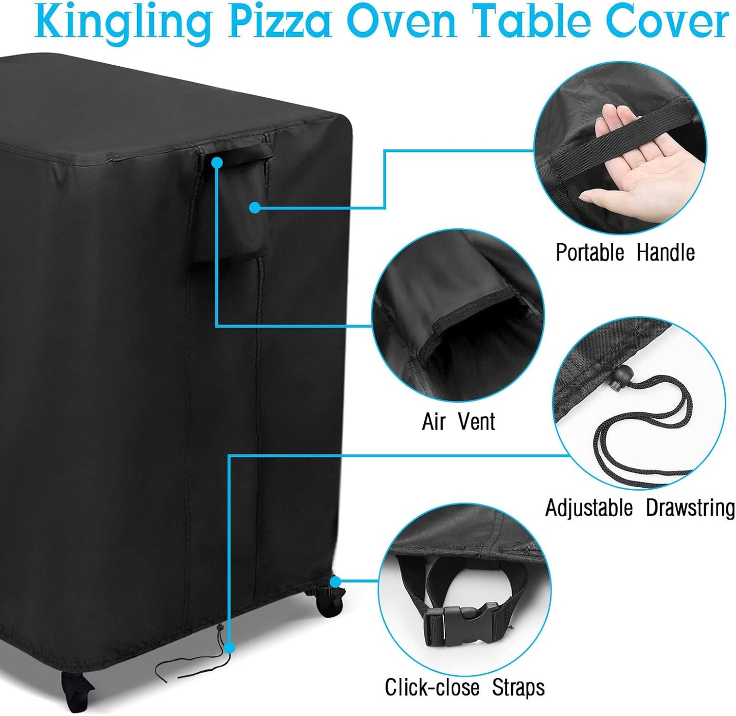 Kingling Outdoor Table Cover for Patio Cart Table, Waterproof Outdoor Grill Prep Table Cover Prep Cart Table Cover - 32" L x 27" W x 30" H