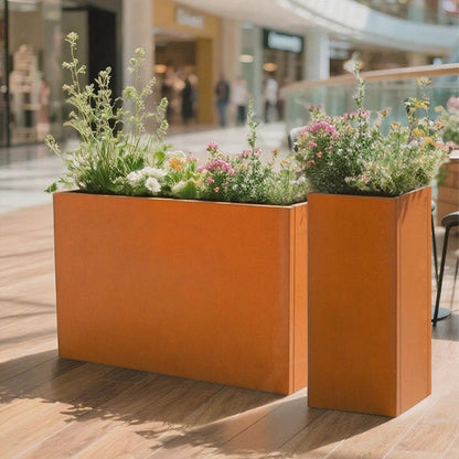 Galvanized Steel Metallic Heavy Planter for Outdoor Plants Metal Outdoor Planter Spliced Flower Box with Partitions for Outside,Indoor,Garden (Corten, 24 * 10 * 24)