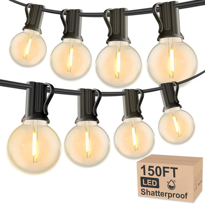 RTTY Outdoor String Lights 150 FT Globe LED Patio Lights with G40 Plastic Bulbs,Waterproof Shatterproof Dimmable Connectable Hanging for Backyard Porch Balcony Party Cafe Deck Decor