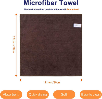 KinHwa Microfiber Dish Cloths for Washing Dishes Ultra Absorbent Dish Rags Fast Drying Kitchen Wash Clothes 12inch x 12inch 10 Pack Brown
