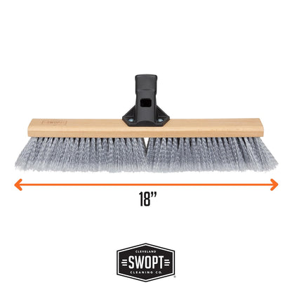 SWOPT 18” Premium Multi-Surface Push Broom Head — Indoor and Outdoor Push Broom — Cleaning Head Interchangeable with All SWOPT Cleaning Products for More Efficient Cleaning and Storage