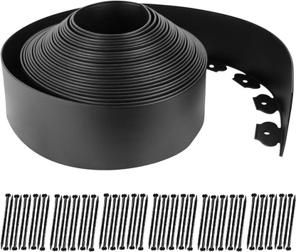 Hugeleaf 4.5 Inch Tall Landscape Edging 60 Feet Garden Edging with 60 Spikes, Plastic Landscape Border Edging for Landscaping Lawn, Flower Beds(Black)