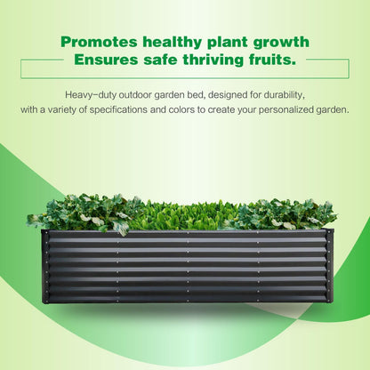GARDMAX 8x4x2FT Galvanized Raised Garden Bed Kit, Metal Planter Boxes Outdoor with Easy Assembly, Large Garden Bed for Vegetables, Fruits, Flower, Herbs Rectangle Dark Gray
