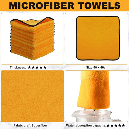 Tallew 80 Pcs Microfiber Towels 16 Inch x 16 Inch Microfiber Cloth Car Drying Towels for Cars Washing Polishing Office Windows Cleaning Household Supplies (Yellow)