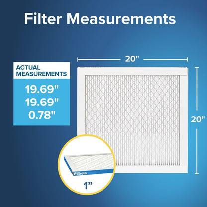 Filtrete 20x20x1 AC Furnace Air Filter, MERV 13, MPR 1900, Premium Allergen, Bacteria & Virus Filter, 3-Month Pleated 1-Inch Electrostatic Air Cleaning Filter, 6-Pack (Actual Size 19.69x19.69x0.78 in)