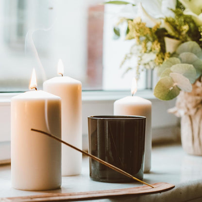 Thick Candle Jars for Making Candles 12 Pcs, 7 OZ Empty Jars with Wood Lids for Candle Making, Sample Container, Light Black